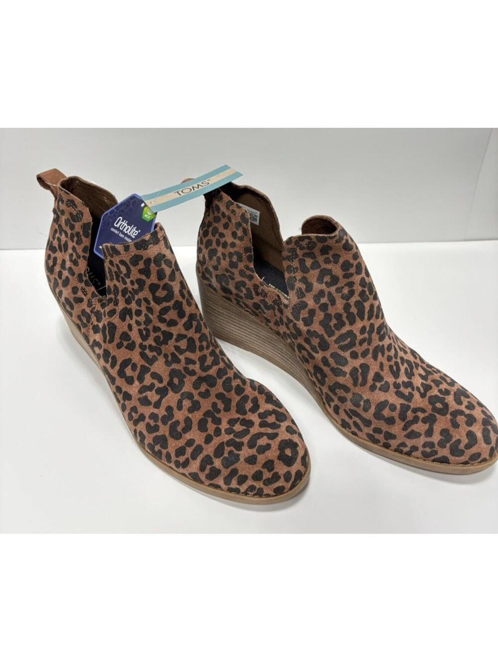 TOMS Dark Ember Leopard Suede Boots Women’s Size 11 Animal Print Ankle Booties